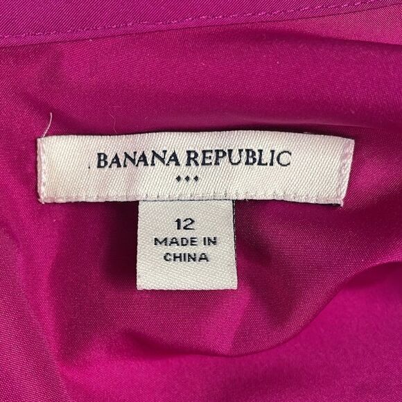 Banana Republic Ladies Fushia and White Scoop Neck Above Knee Dress Size 12 - Picture 7 of 11